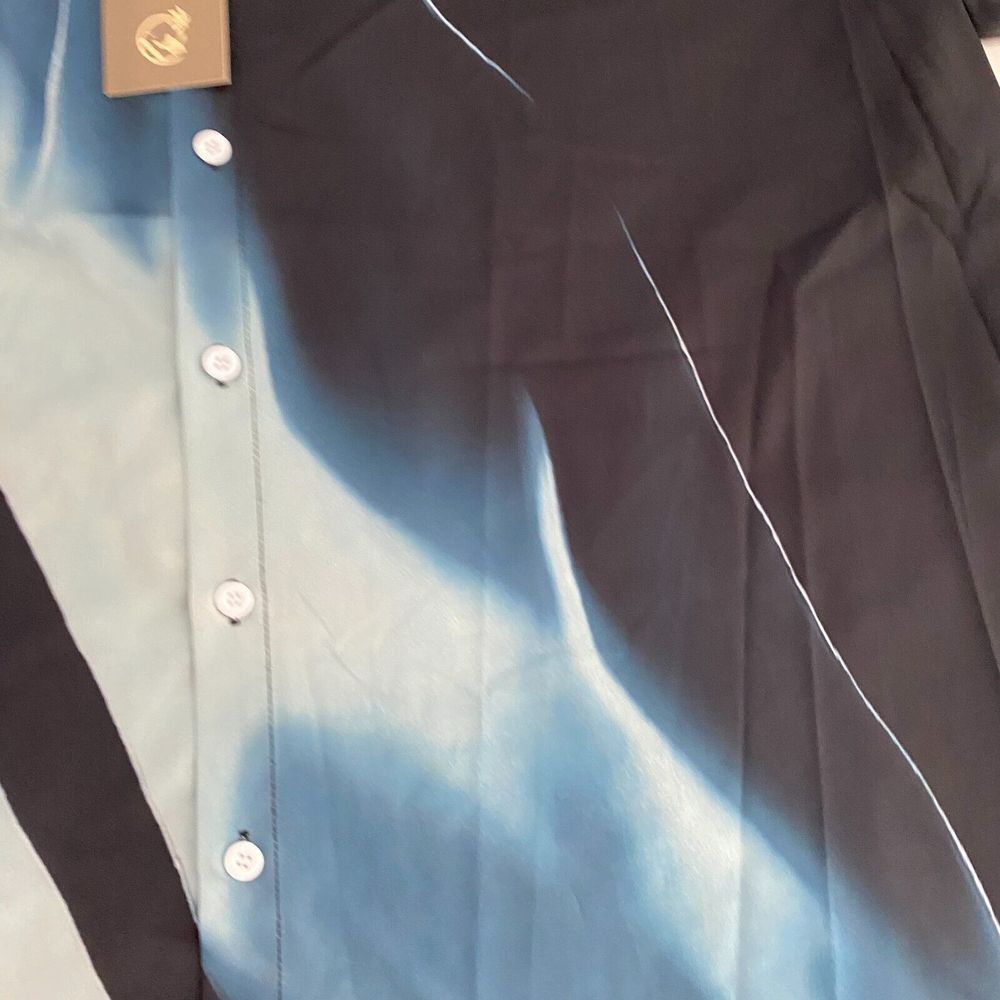 Hardaddy Shirt 2XL Mens Blue/Black Tie-Dye Short Sleeve Classic Fitted Button-Up - Picture 2 of 7